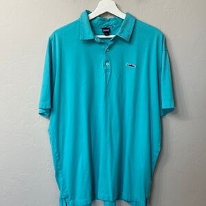 Patagonia organic cotton blue/ green polo shirt size xl.